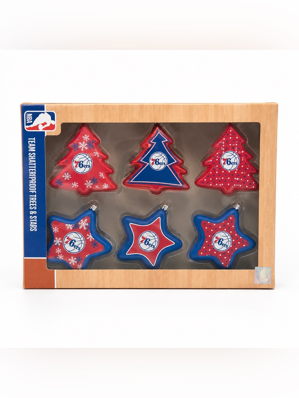 Fanatics Red and Blue Philadelphia 76ers Tree & Star Ornament Set new